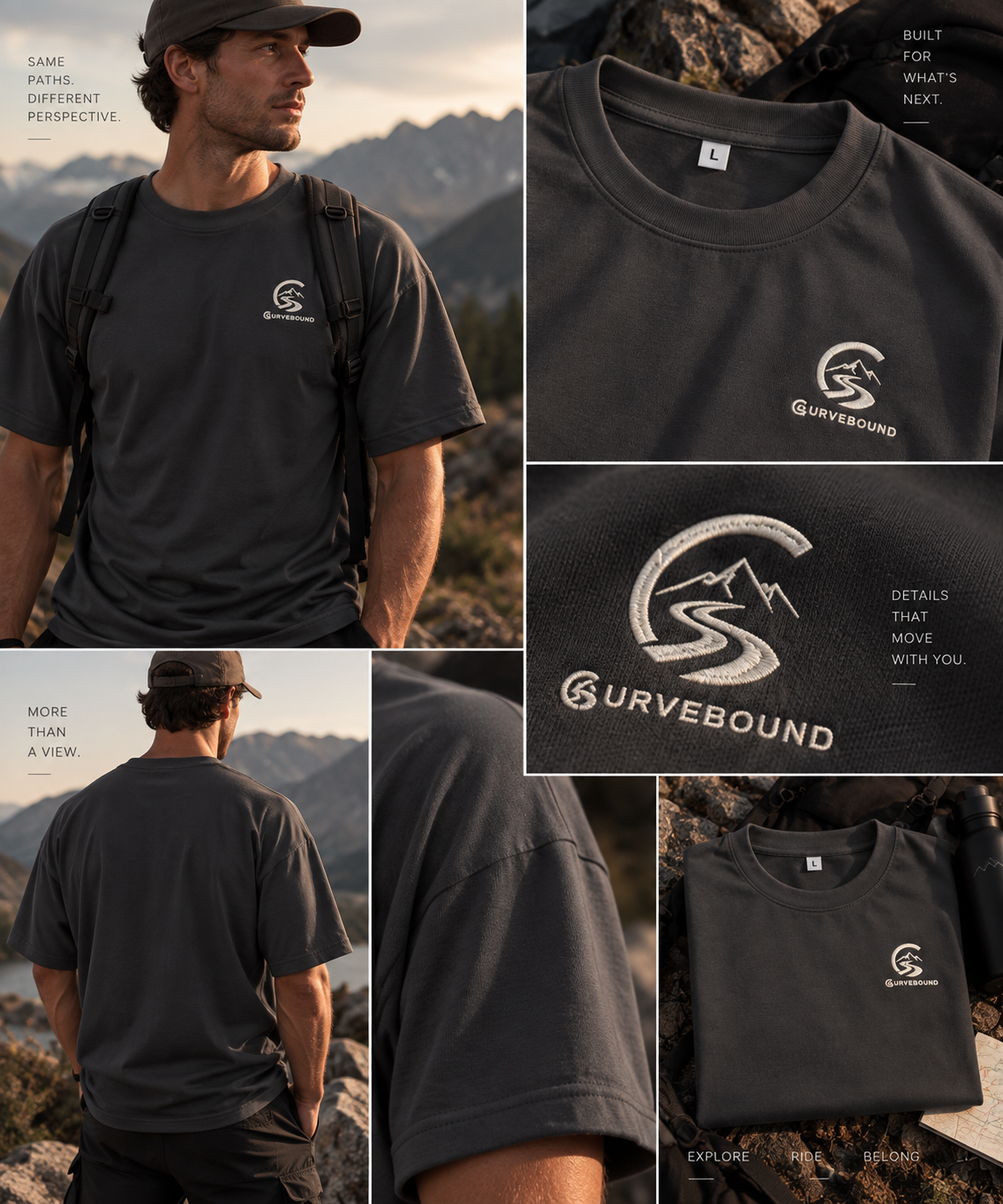 Curvebound Essential Oversized Tee – 240 GSM mit Sticklogo