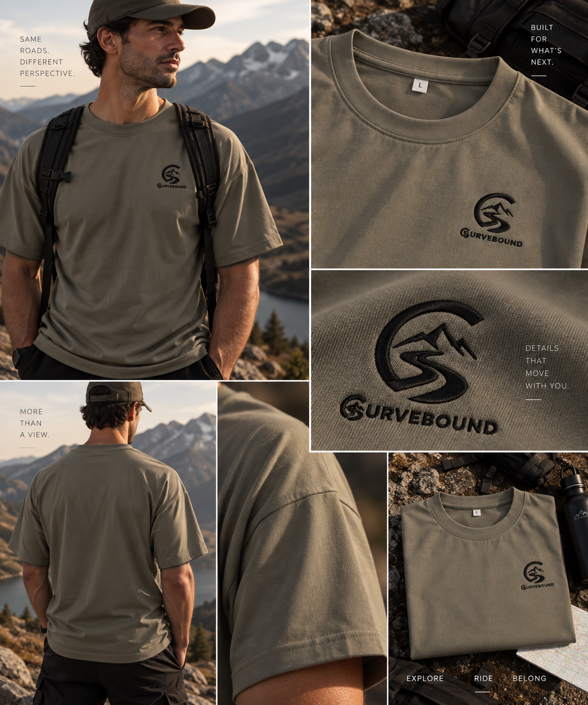 Curvebound Essential Oversized Tee – 240 GSM mit Sticklogo