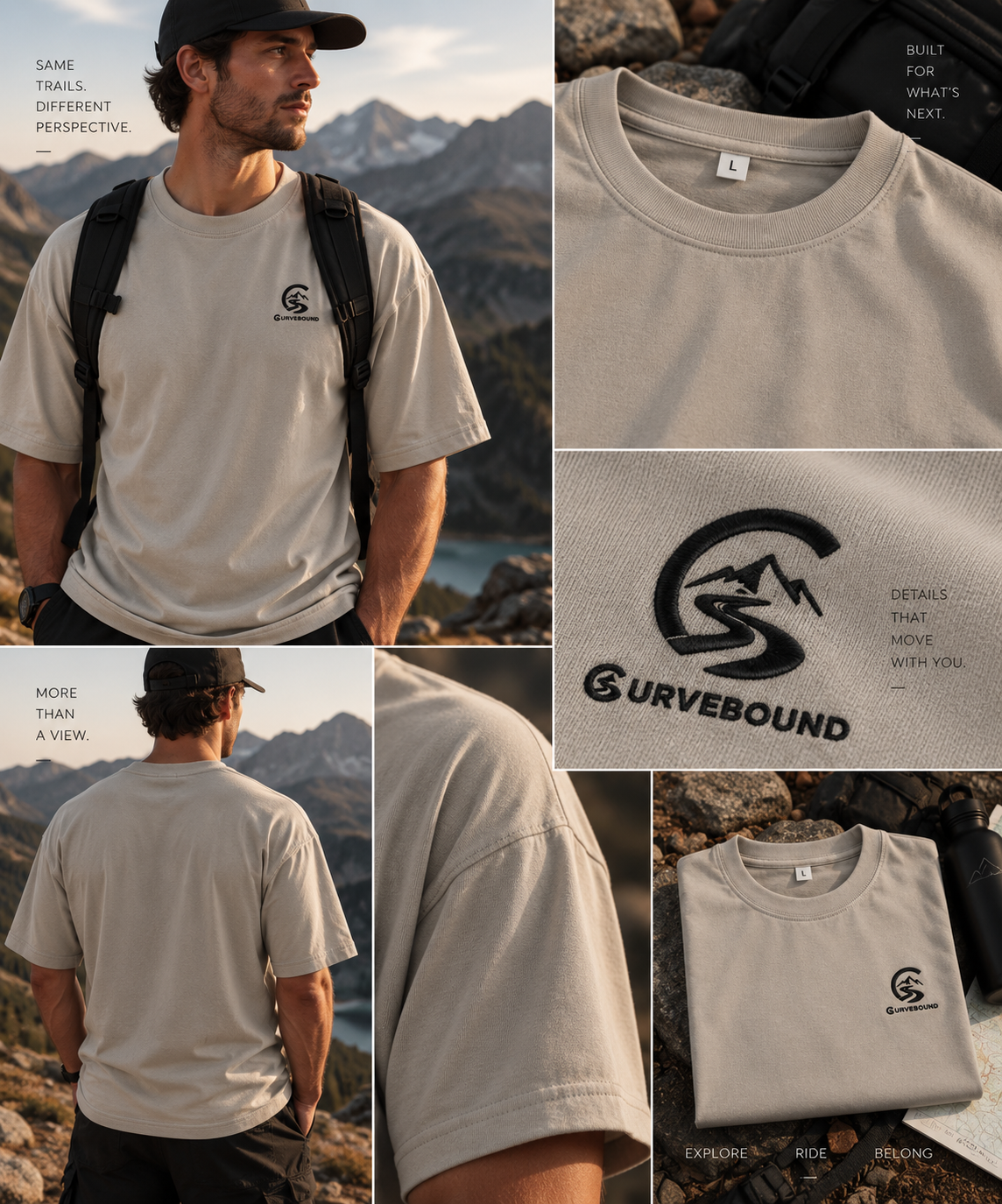 Curvebound Essential Oversized Tee – 240 GSM mit Sticklogo