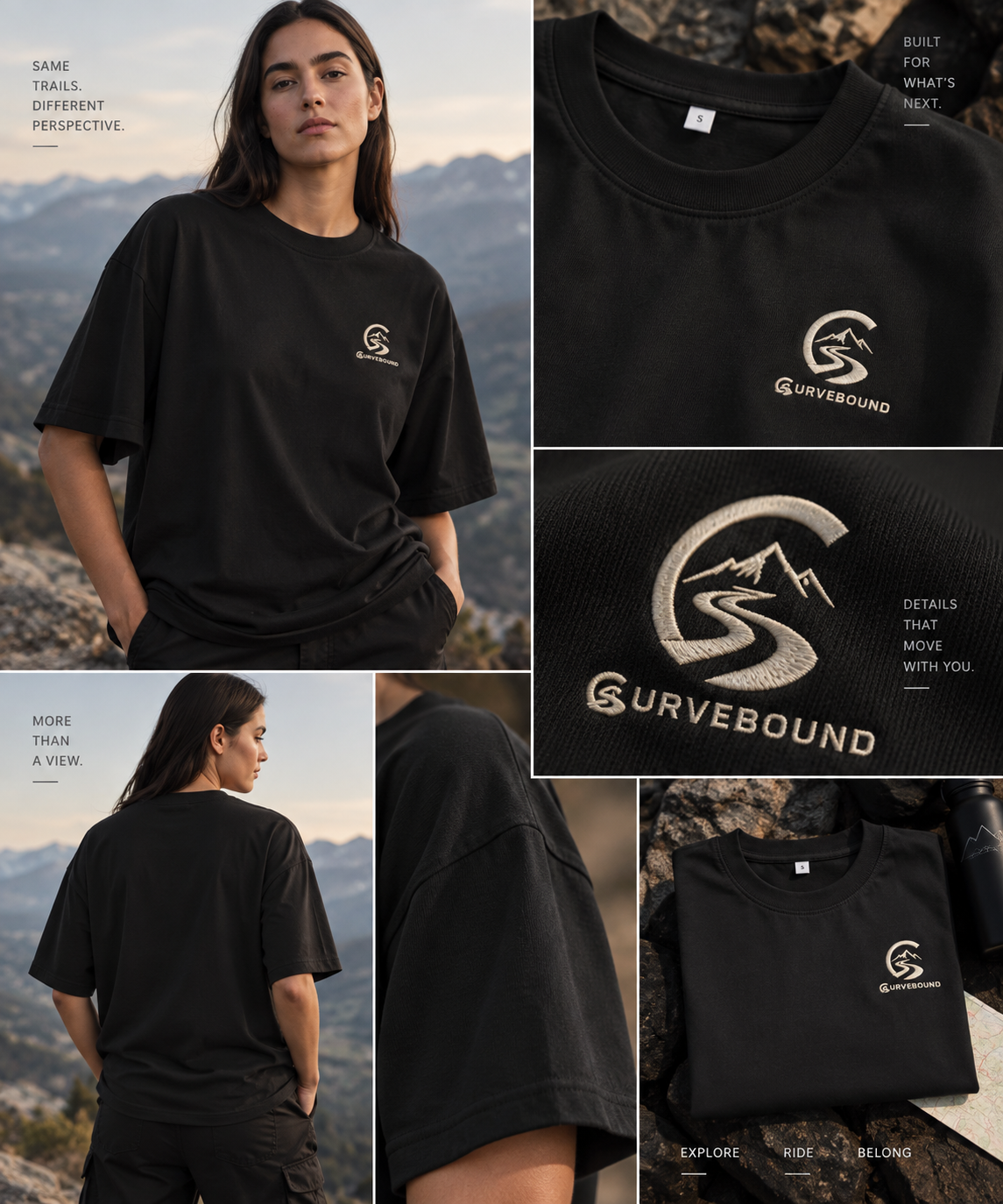 Curvebound Women’s Essential Oversized Tee – 180 GSM mit Sticklogo