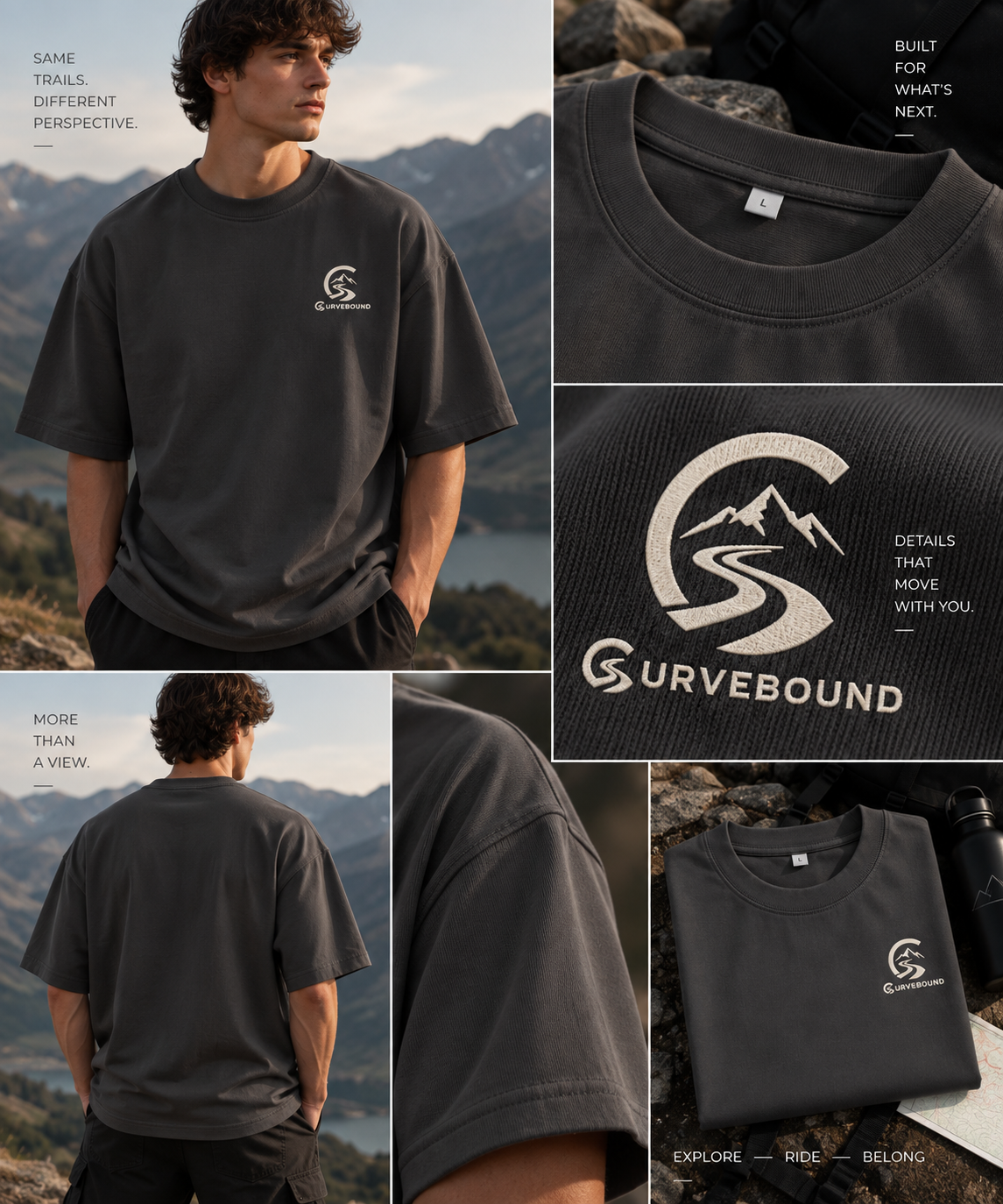 Curvebound Heavy Oversized Tee – 300 GSM mit Sticklogo