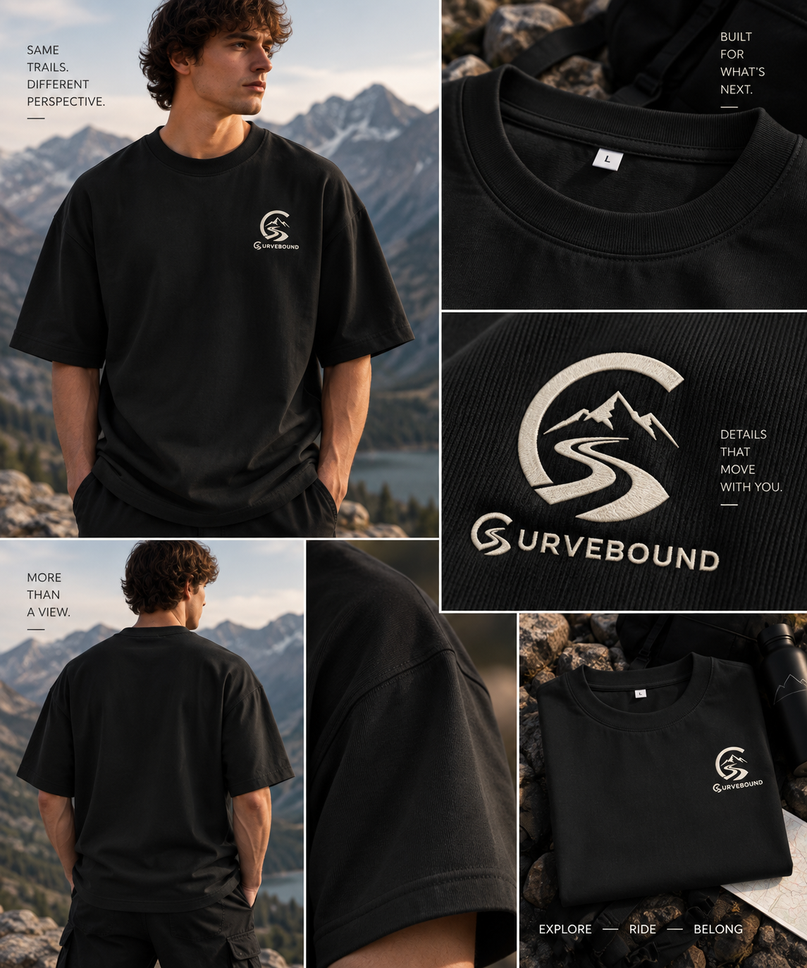 Curvebound Heavy Oversized Tee – 300 GSM mit Sticklogo