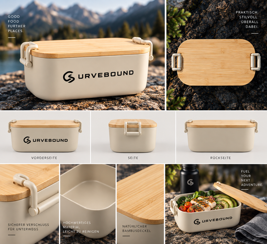 Curvebound Travel Lunchbox – 1 L mit Bambusdeckel