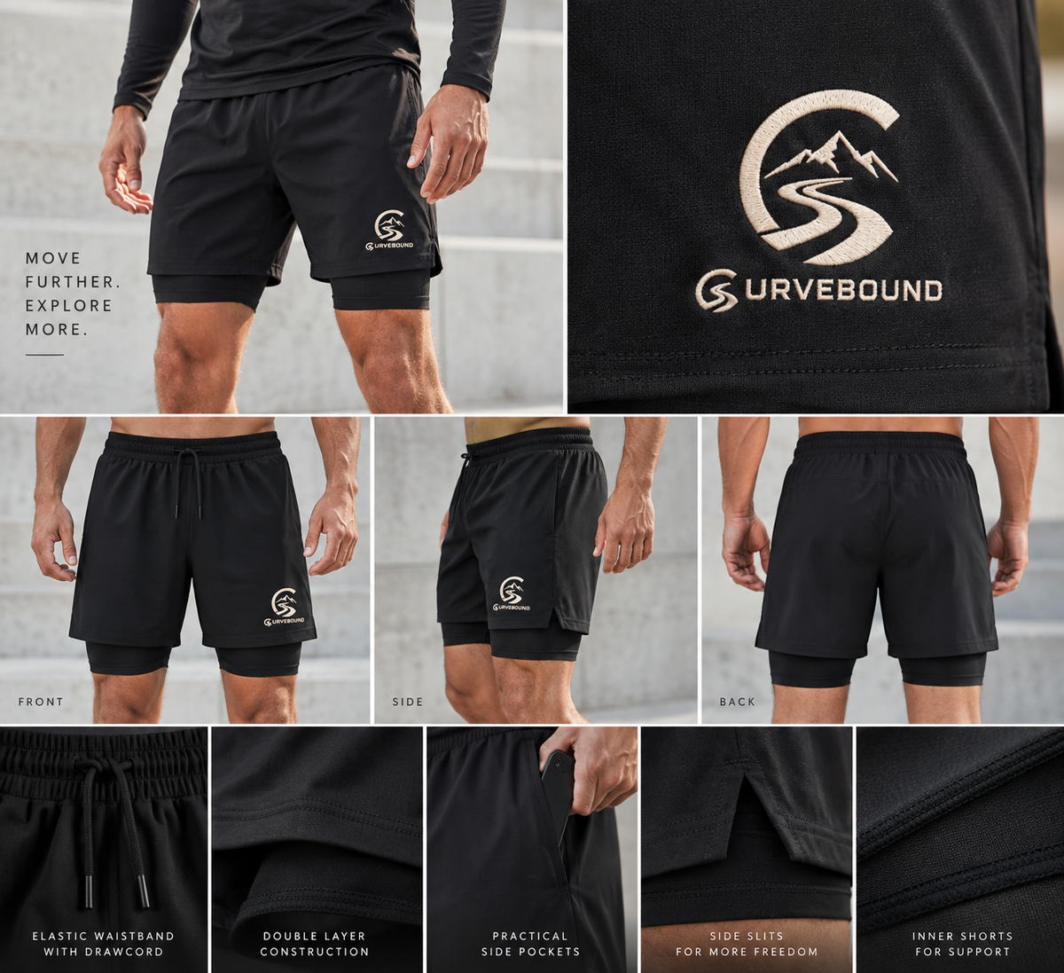 Curvebound Performance 2-in-1 Shorts – Double Layer Sporthose
