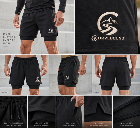 Curvebound Performance 2-in-1 Shorts – Double Layer Sporthose